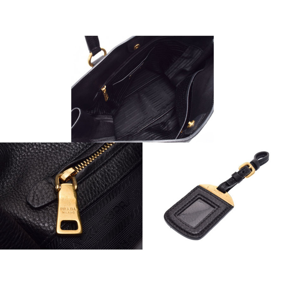 Prada Bag Shopping Vitello Daino Black Leather Tote - Picture 9 of 11
